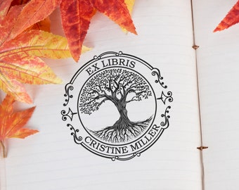 Sello de biblioteca personalizado/Sello Ex Libris del Árbol de la Vida/Ex Libris/Sello de biblioteca personalizado/Regalo perfecto para amantes de los libros/Sello del Árbol de la Vida