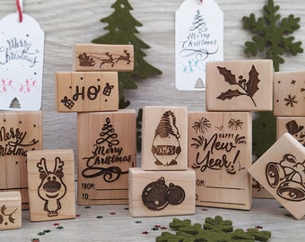 Sellos de goma de feliz Navidad / Sello de goma de vacaciones / Sello de artesanía de Navidad / Stempel wichtel / weihnachts stempel / timbri natale