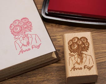 Dark Academia Book Stamp, Creepy Eyeball Bouquet Ex Libris, Oddities and Curiosities Book Lover Gift, Personalized Gothic Library Stamp