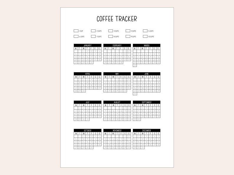 Printable Journal Page - Coffee Tracker - Digital Download (A4 Portrait ...