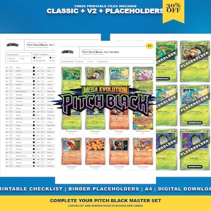 Pokémon TCG Pitch Black Checklist and Binder Placeholders | Printable PDF Tracker | A4 Digital Download