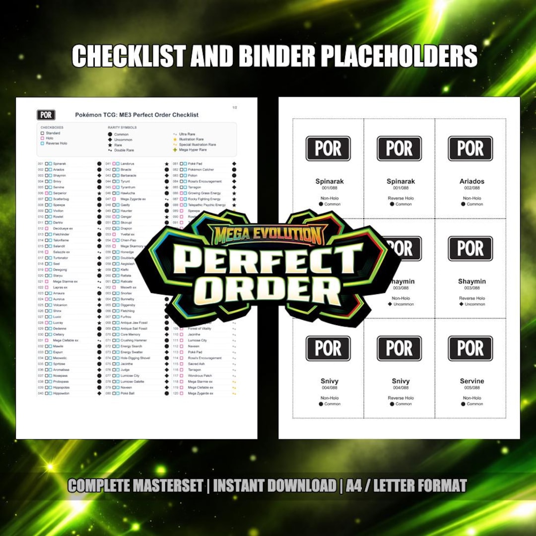 Pokemon Perfect Order Checklist.pdf Pokémon TCG Perfect Order Checklist and Binder Placeholders | Printable ...