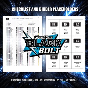 Pokémon TCG – Black Bolt Master Set Placeholder Cards + Checklist (Printable PDF)