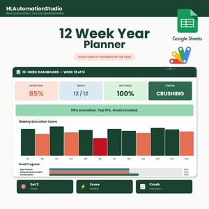 12 Week Year Planner Google Sheets + App Script