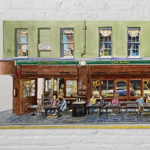 カフェ ボエーム 絵画 ソーホー ロンドン ウォール アート ソーホー バー ポートレート ギフト オールド コンプトン ストリート プリント 新居へのプレゼント