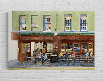 Cafe Boheme Malerei Soho London Wand Kunst Soho Bar Portrait Geschenk Old Compton Street Druck Geschenk für neues Zuhause