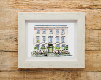 King&#39;s Arms Oxford Pub Druck Wandkunst Oxford Universität Giclée-Druck Architektur Illustration Pub Portrait Wanddekoration Geschenk