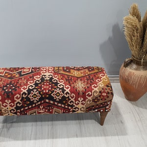 Kilim Ottoman, Decoración auténtica, Decoración tribal, Mesa de centro, Banco Kilim, Taburete otomano, Decoración Baho, Otomano otomano, otomana tapizada, Banco turco