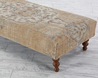 Ottoman Stool,  Coffee Table, Ottoman Bench, Vintage Stool, Baho Decor, Tribal Decor, Kilim Rug Stool, Home Decor, Turkish Rug Bench