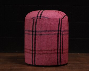 Ottomansk puff, Baho-dekor, tribal design, rosa pall, tribal puff, kelimpuff, unik ottoman, heminredning, ottomaner, vintage turkisk matta puff