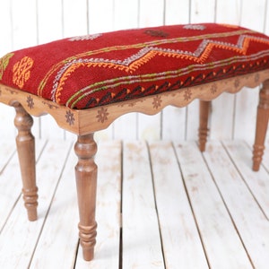 Kilim Bench, Vintage furniture, Ottoman Stool, Coffee Table, Ottoman Bench, Vintage Stool, Baho Decor, Kilim Rug Stool, Home Decor, Bench