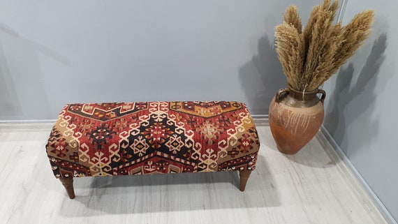 Kilim upholstered ottoman deals