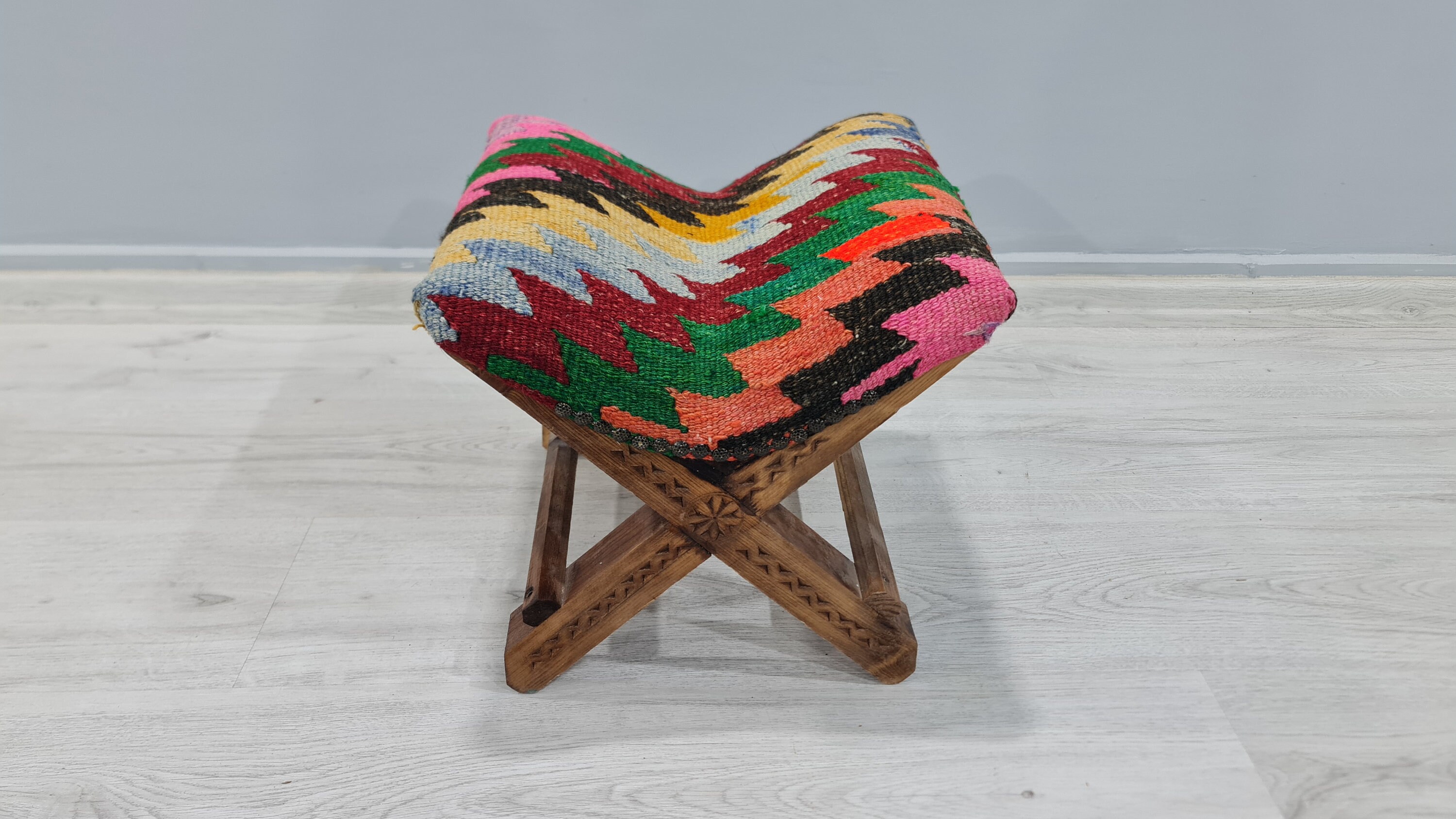 Camp Stool, Tribal Stool, Camp Chair, Ottoman Stool, Home Decor, Kilim