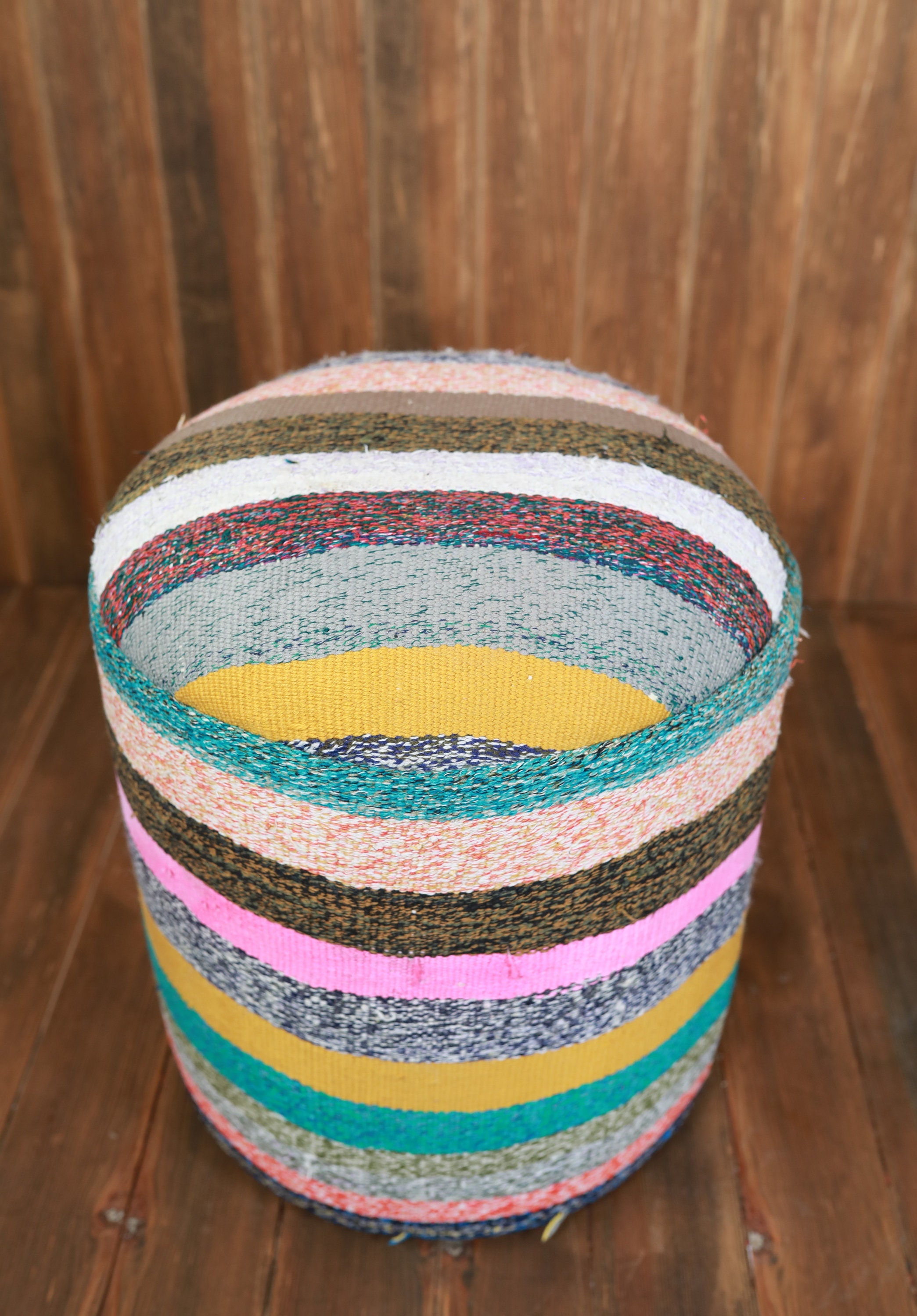 Colorful Pouf, Round Pouf, Turkish Pouf, Tribal Pouf, Kilim Pouf, Ottoman Pouf, Home Decor