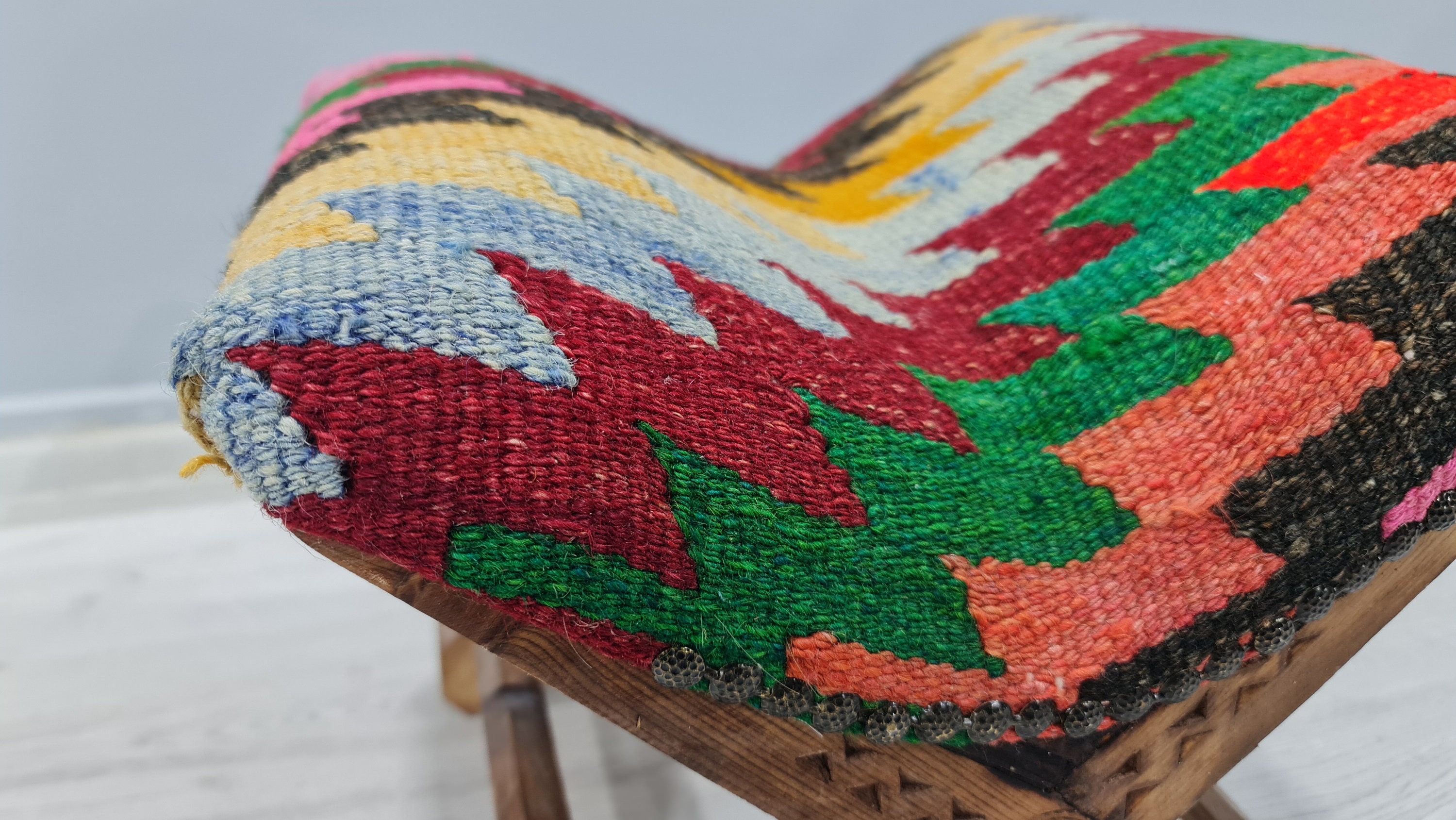 Camp Stool, Tribal Stool, Camp Chair, Ottoman Stool, Home Decor, Kilim