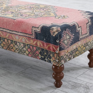 Ottoman Footstool, Coffee Table, Ottoman Bench, Vintage Stool, Baho Decor, Tribal Decor, Kilim Rug Stool, Home Decor, Turkish Bench