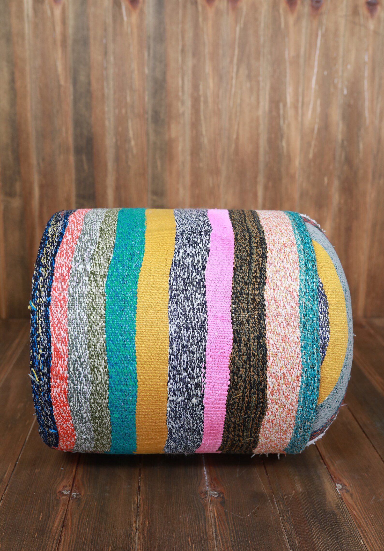 Colorful Pouf, Round Pouf, Turkish Pouf, Tribal Pouf, Kilim Pouf, Ottoman Pouf, Home Decor