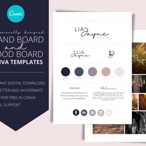 Mood Board + Brand Board Templates • Canva Templates • Brand Style Board • Logo Board