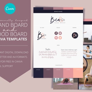 Mood Board + Brand Board Templates • Canva Templates • Brand Style Board • Logo Board