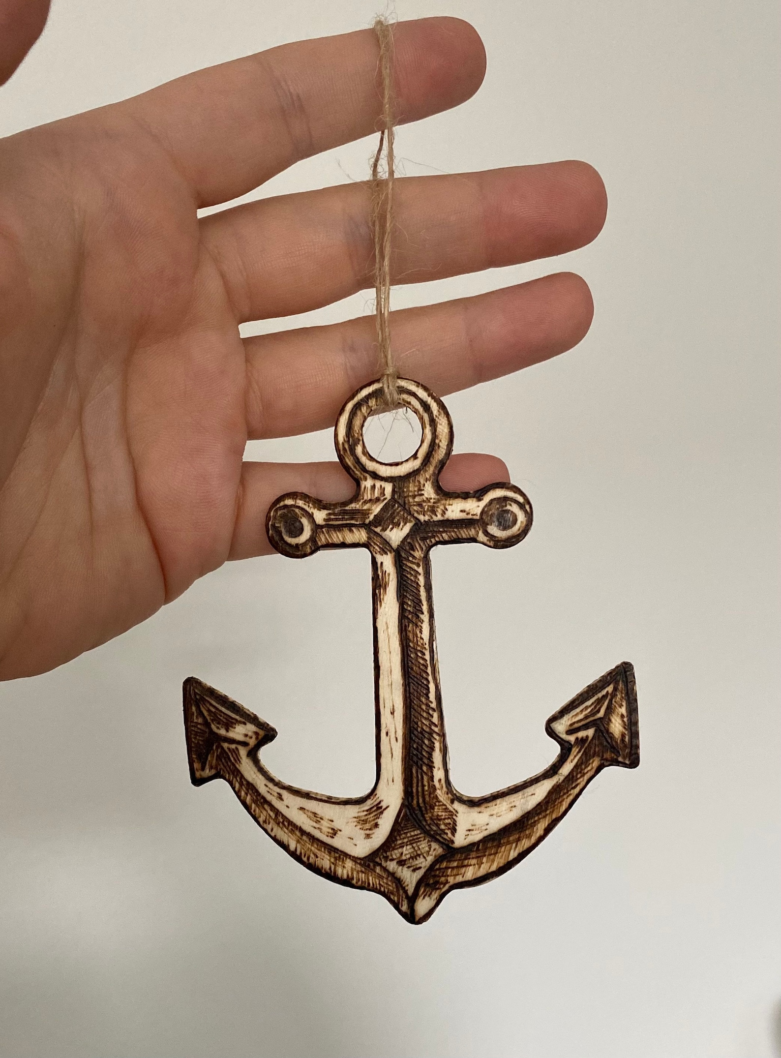 Anchor Ornament Handmade Woodburned Etsy