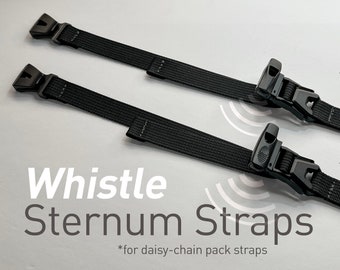 Whistle Sternum Straps | For Daisy-Chain Backpack Straps | Bear Deterrent | Warning Signal