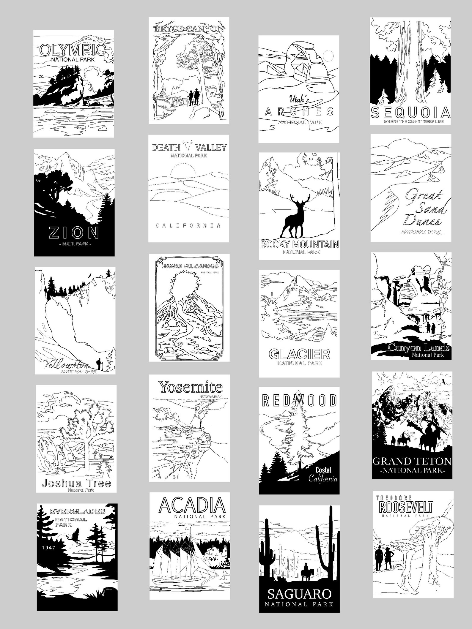 National Park (PRINTABLE) Coloring Pages - Etsy