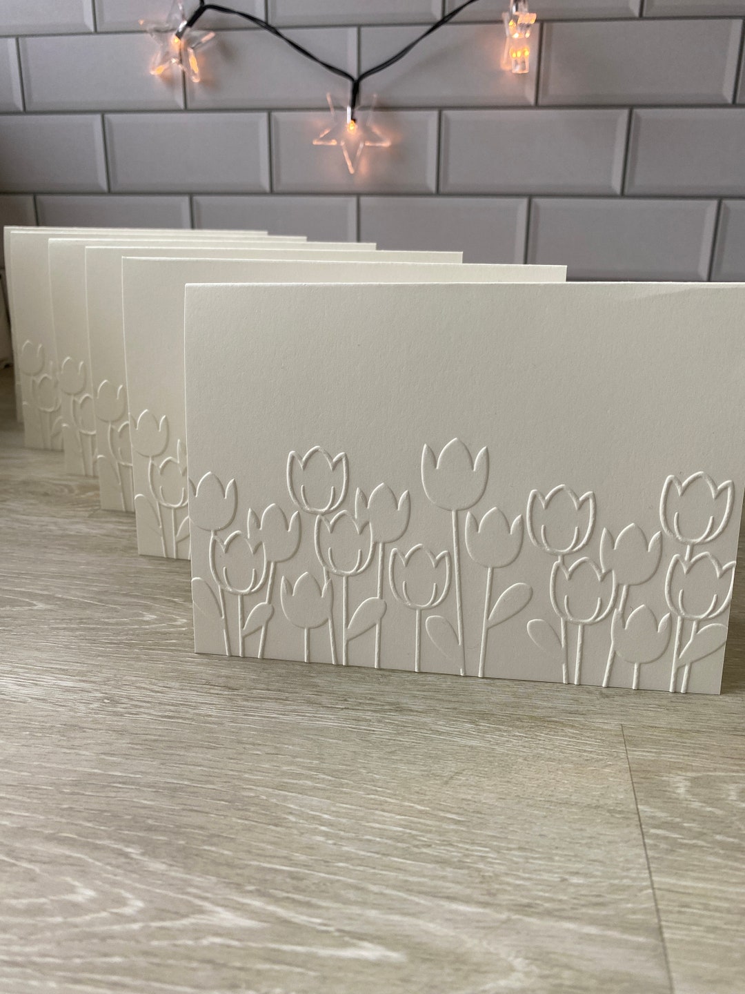 Embossed Card Set Embossed Floral Notecard Set Pink Embossed Etsy