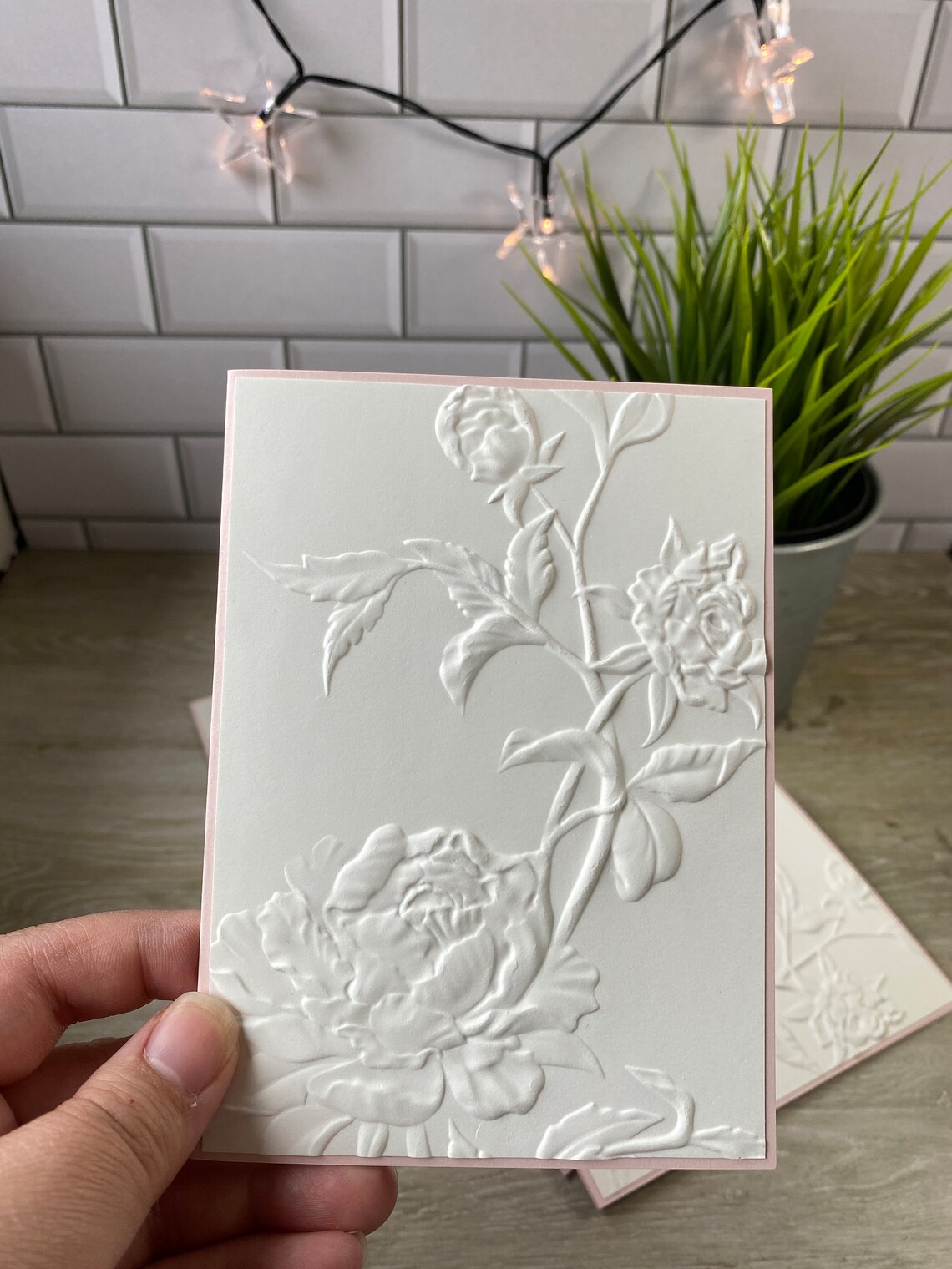 Embossed Card Set, Embossed Flower Card Set, Embossed Floral Notecard Set, Minimalist Cards