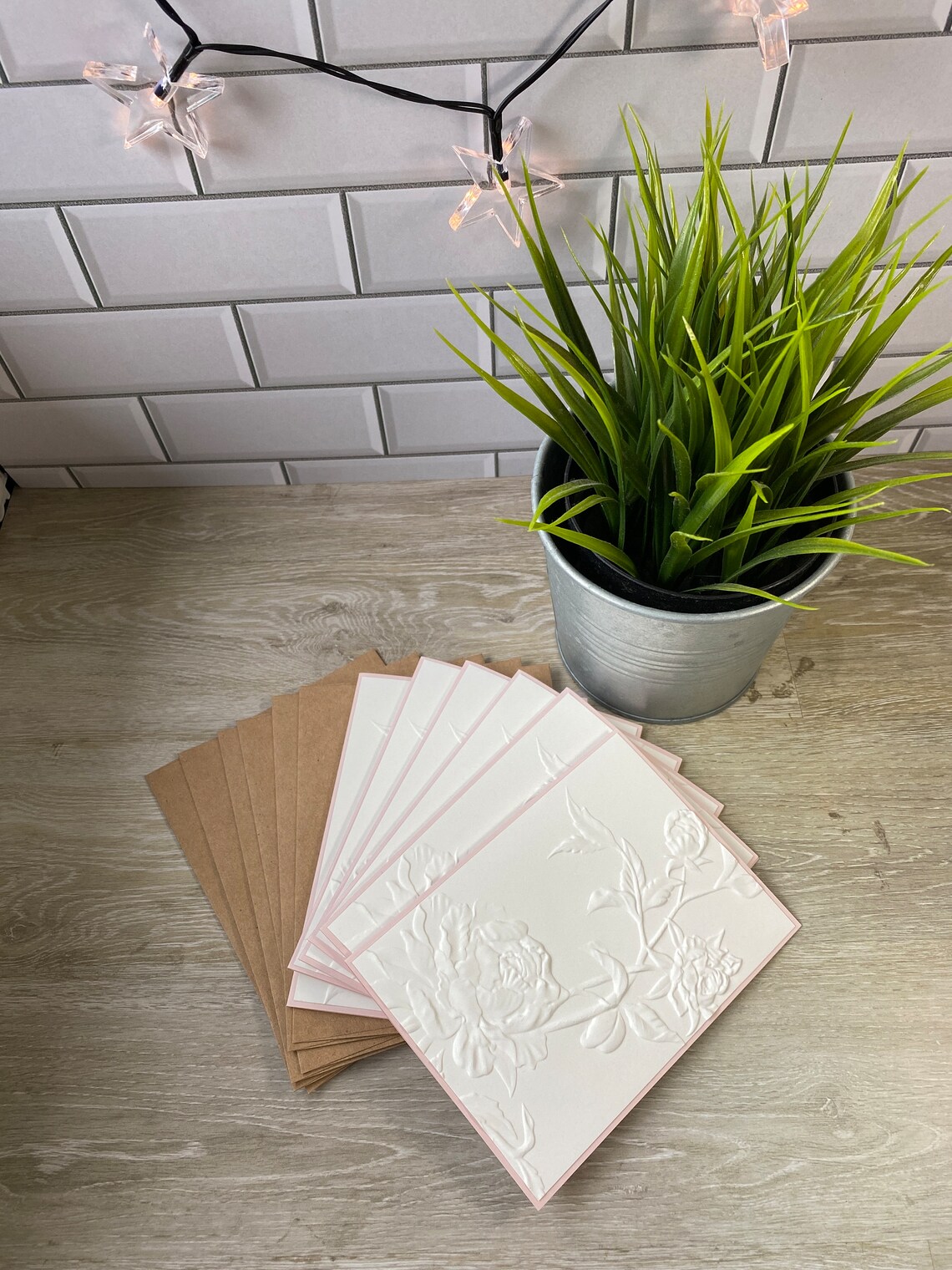 Embossed Card Set, Embossed Flower Card Set, Embossed Floral Notecard Set, Minimalist Cards