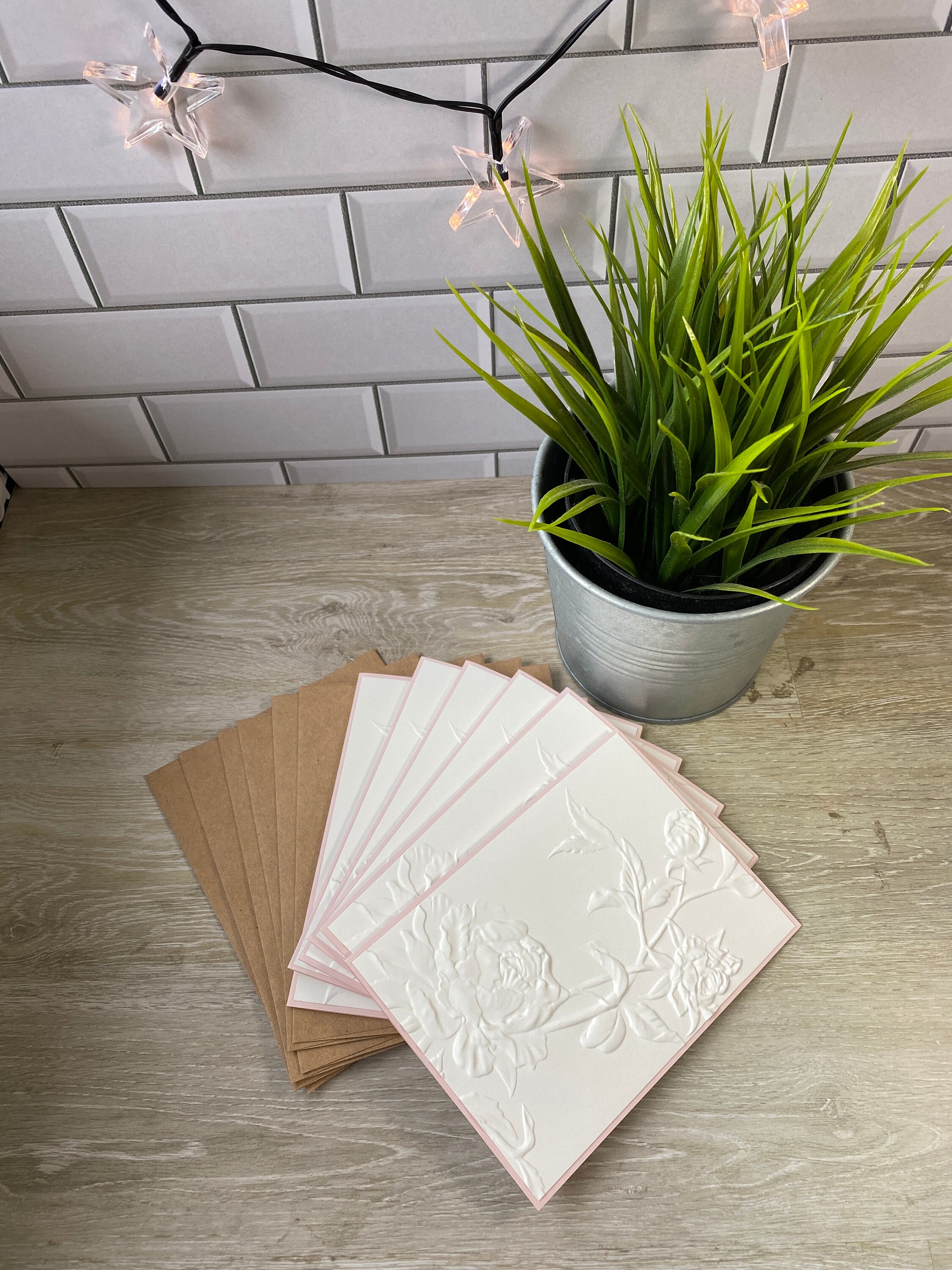 Embossed Card Set, Embossed Flower Card Set, Embossed Floral Notecard