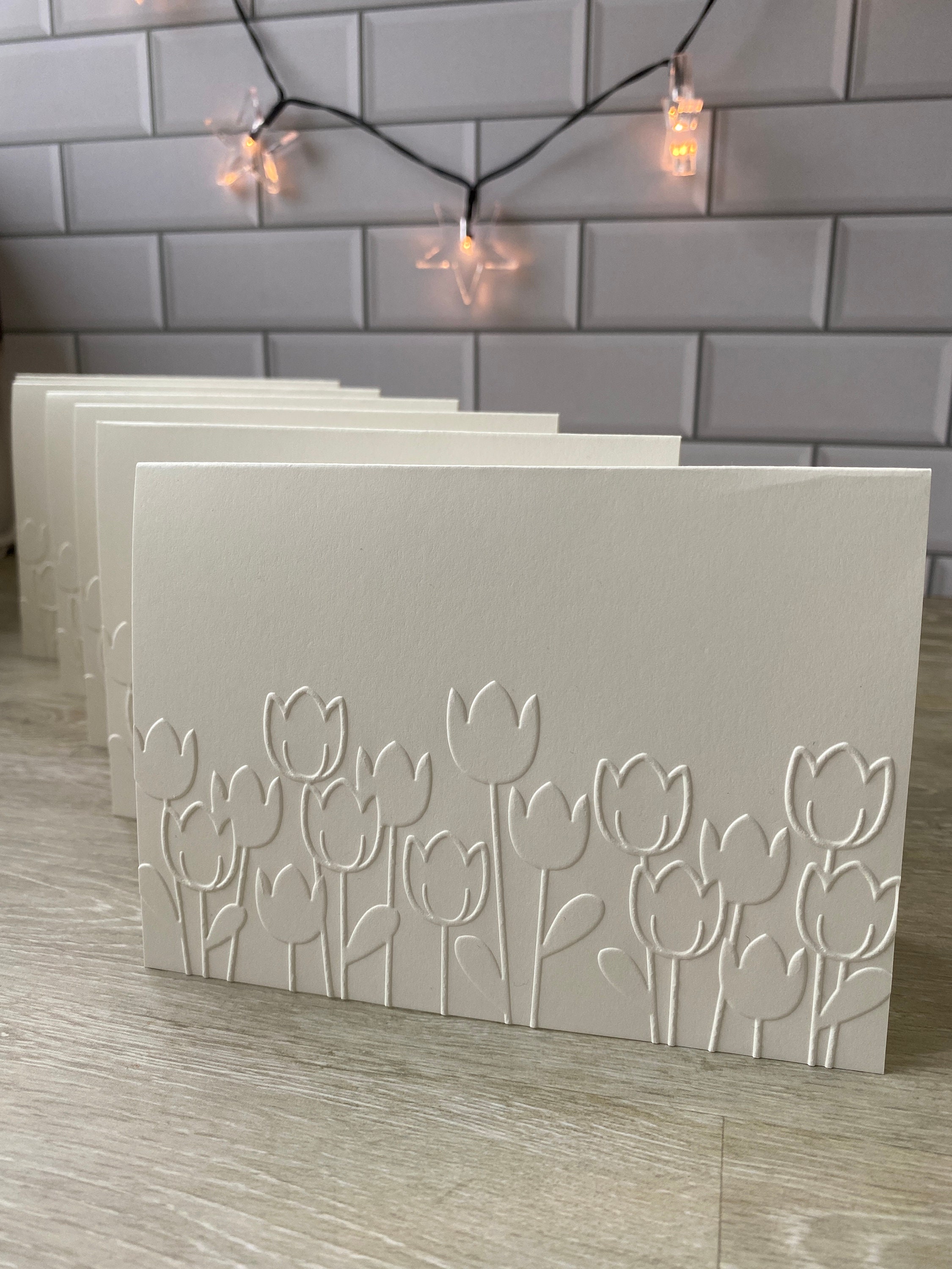 Embossed Card Set Embossed Floral Notecard Set Pink Embossed Etsy