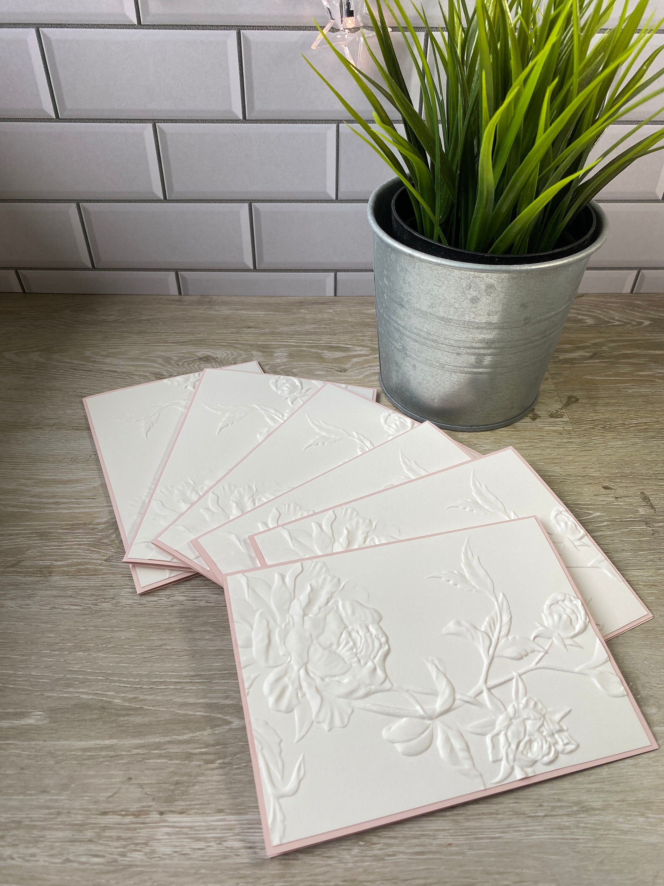 Embossed Card Set, Embossed Flower Card Set, Embossed Floral Notecard Set, Minimalist Cards