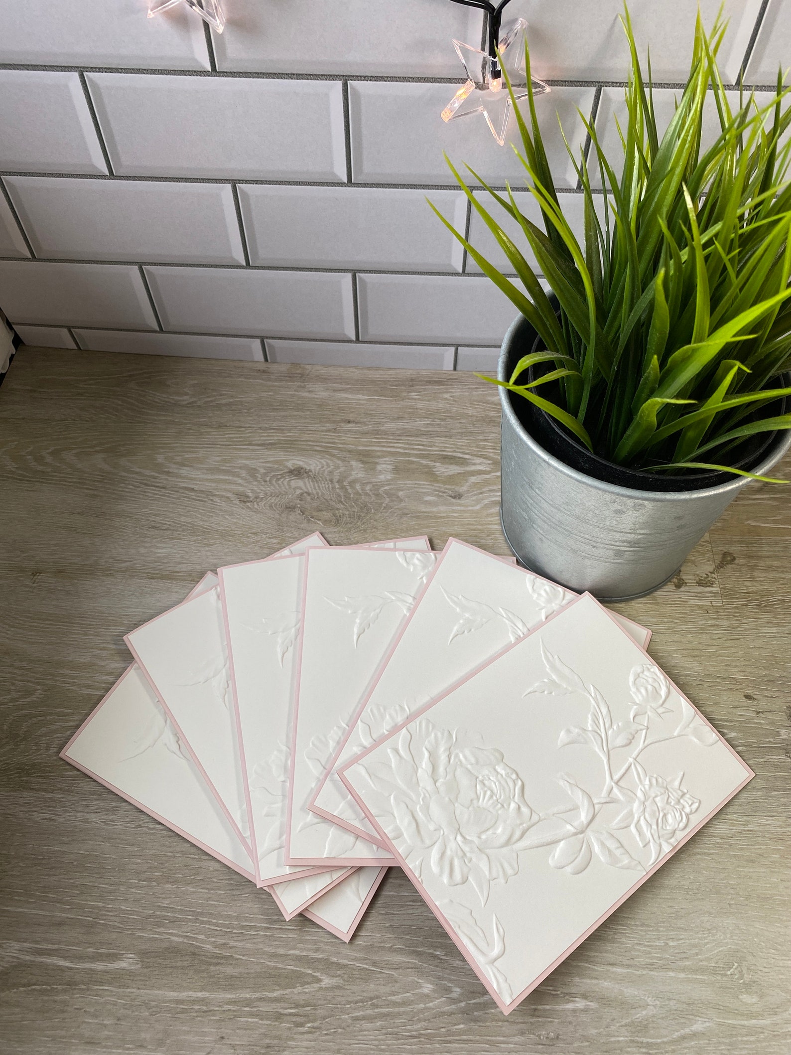 Embossed Card Set, Embossed Flower Card Set, Embossed Floral Notecard Set, Minimalist Cards