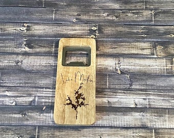 Custom Personalized Lake Map Wood Bottle Opener/Lake Martin Map Bottle Opener/Flat Bottle Opener/Engraved Bottle Opener/Bar Tool/Beer Opener
