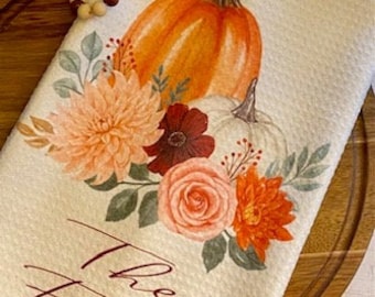 Custom Personalized Halloween/Harvest/Fall White Kitchen Waffle Towel