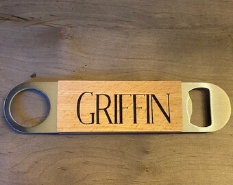 Custom Personalized Wood Bottle Opener/Flat Bottle Opener/Engraved Bottle Opener/Wedding Party Gift/Groomsman Gift/Bar Tool/Beer Opener