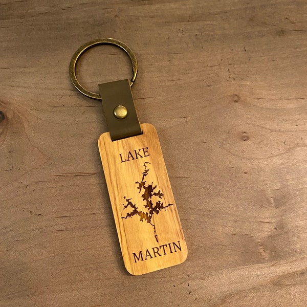 Custom Engrave Lake Martin Map Keychain/Lake House Map Keychain/Lake Map Rental Keychain/ Lake Abnb Keychain/Lake Map Keychain