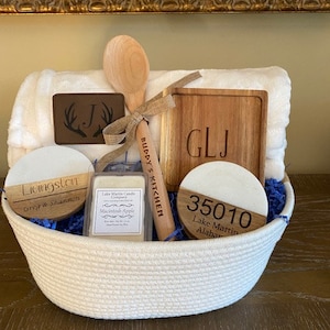 Personalized Engraved Gift Basket/Bridal Shower Gift/Hostess Gift/Realtor Closing Gift/Wedding Gift/Couple Gift/Personalized Gift Basket