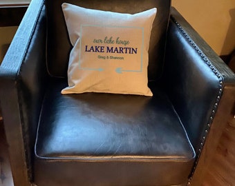 Our Lake House Pillow, Lake House Decor, Lakehouse Pillow, Lake Map Pillow, Lake Hostess Gift, Housewarming Gift, Lake Cabin Decor