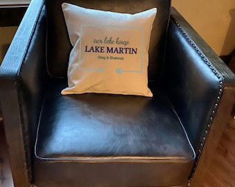 Our Lake House Pillow, Lake House Decor, Lakehouse Pillow, Lake Map Pillow, Lake Hostess Gift, Housewarming Gift, Lake Cabin Decor