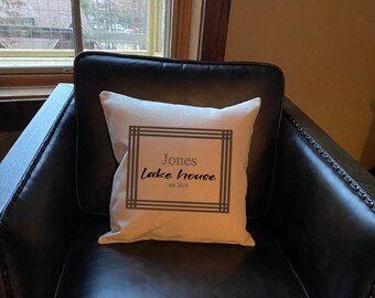 Custom Lake House Pillow, Lake House Decor, Lakehouse Pillow, Lake Map Pillow, Lake Hostess Gift, Housewarming Gift, Lake Cabin Decor