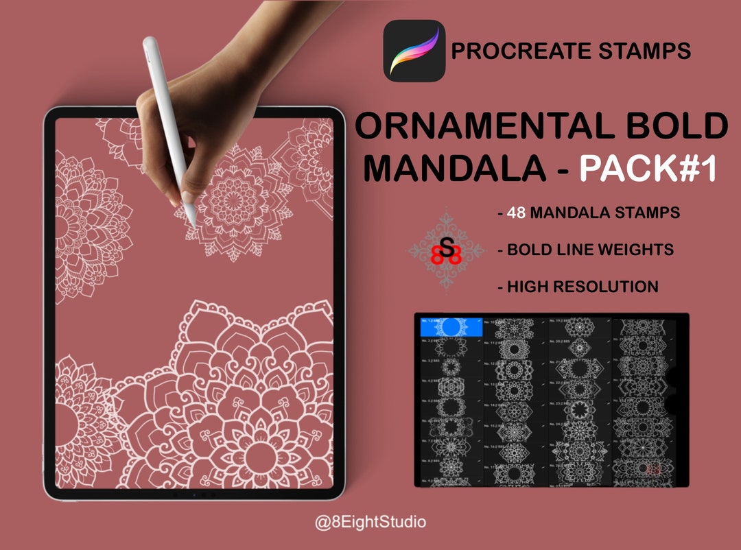 Procreate Tattoo Ornament Bold Mandala Stamps PACK 1 48 - Etsy