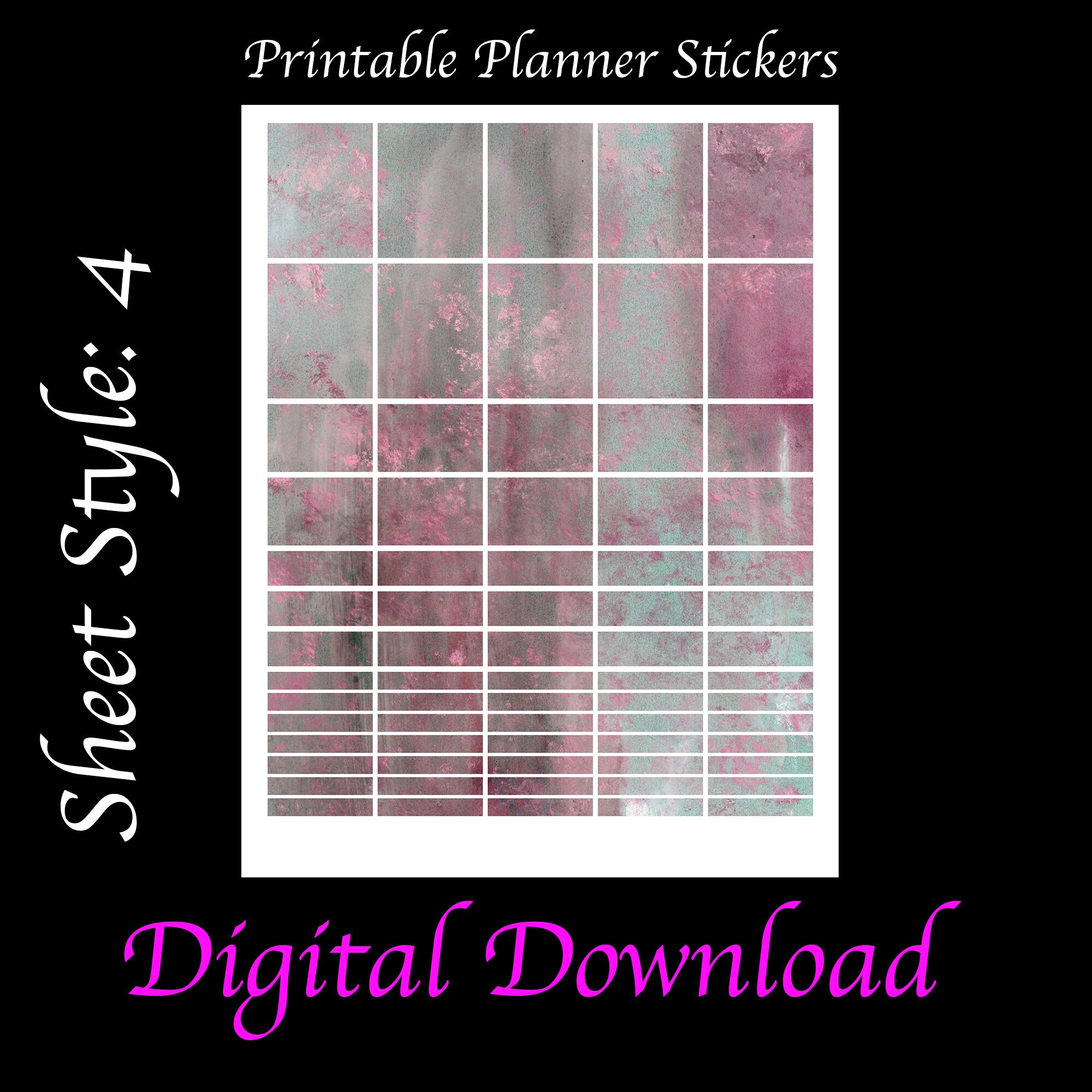 Rose Grunge Printable Planner Stickers - PNG and PDF File Formats ...