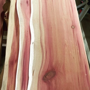 11"-12” wide 1.5” thick live edge aromatic eastern red cedar planks boards for crafting woodworking planters etc