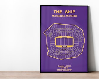 Minnesota Vikings The Ship Stadium NFL Poster | NFL Print | American Football Art | NFL Gift | Gift for football fan