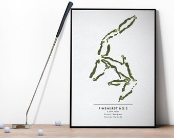 Pinehurst No.2 Golf Course Map Poster Art Print, Golf Lover Gift, Gift for Golfer, Digital Giclée Wall Art, Birthday Gift for Dad