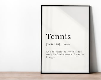 Tennis - Definition Poster Print, Sport, Tennis Lover,  Tennis Art, Wall Art, Gift for Tennis Fan, Winning, Motivational Tennis Art, Success