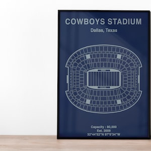 Dallas Cowboys Stadium NFL Poster | NFL Print | American Football Art | NFL Gift | Gift for football fan