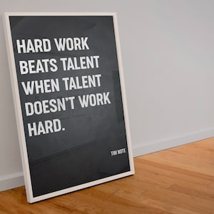 Ciężka praca pokonuje talent, gdy talent nie pracuje ciężko - Plakat motywacyjny, Sztuka inspirująca, Inspirująca sztuka dla dzieci, Sztuka gimnastyczna