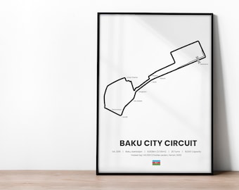 Azerbaijan Grand Prix Formula 1 poster | Formula 1 print | Formula 1 wall art | F1 Gift | Formula 1 Art | F1 Baku City Circuit